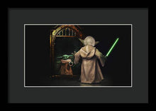 Load image into Gallery viewer, Yoda, Baby Yoda Vs. Harry Potter - Framed Print

